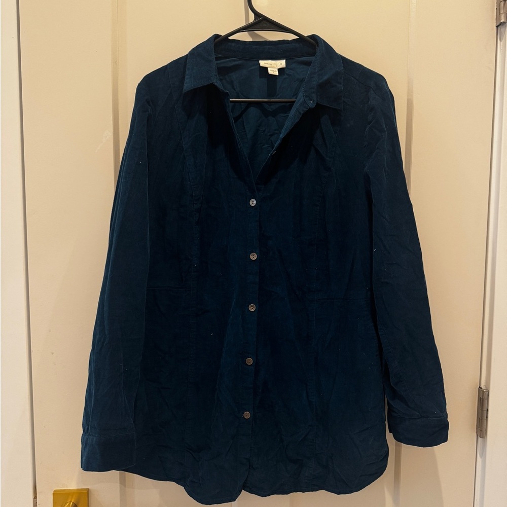 Women's Navy Button-Up shirt j Jill corduroy medium